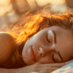 Μια κοπέλα κοιμάται και ο ήλιος πέφτει πάνω της.