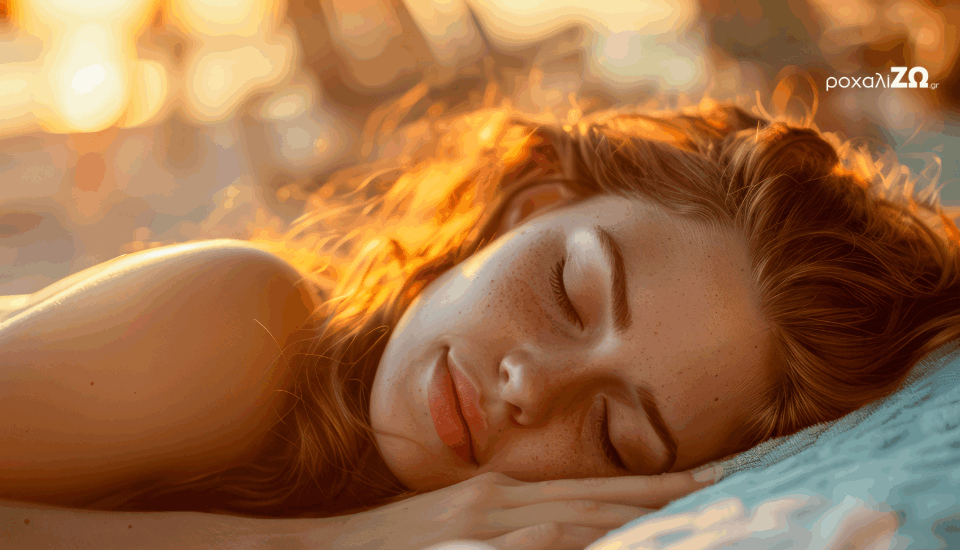 Μια κοπέλα κοιμάται και ο ήλιος πέφτει πάνω της.